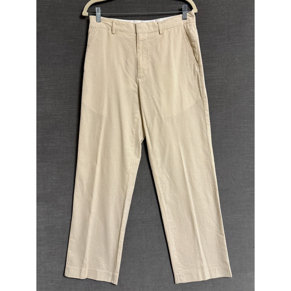 VTG Banana Republic Pants 30x30 Tan White Seersucker Chino Trouser Y2K Classic
